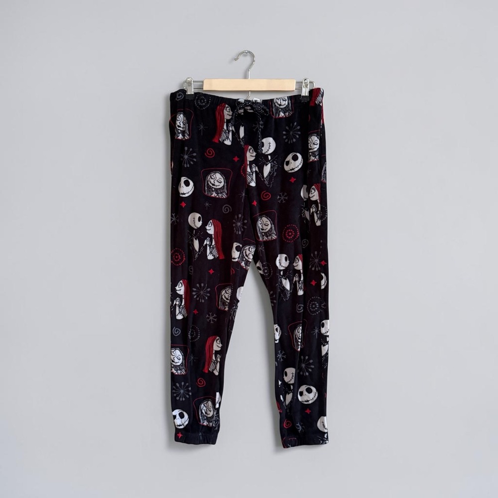 Nightmare Before Christmas Jack Sally Plush Fleece Pajama Pants Large Halloween